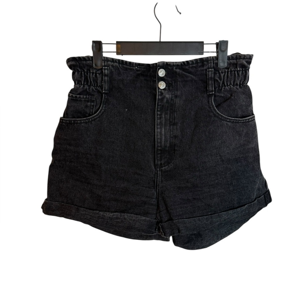 MNG Black Denim Paperbag Shorts